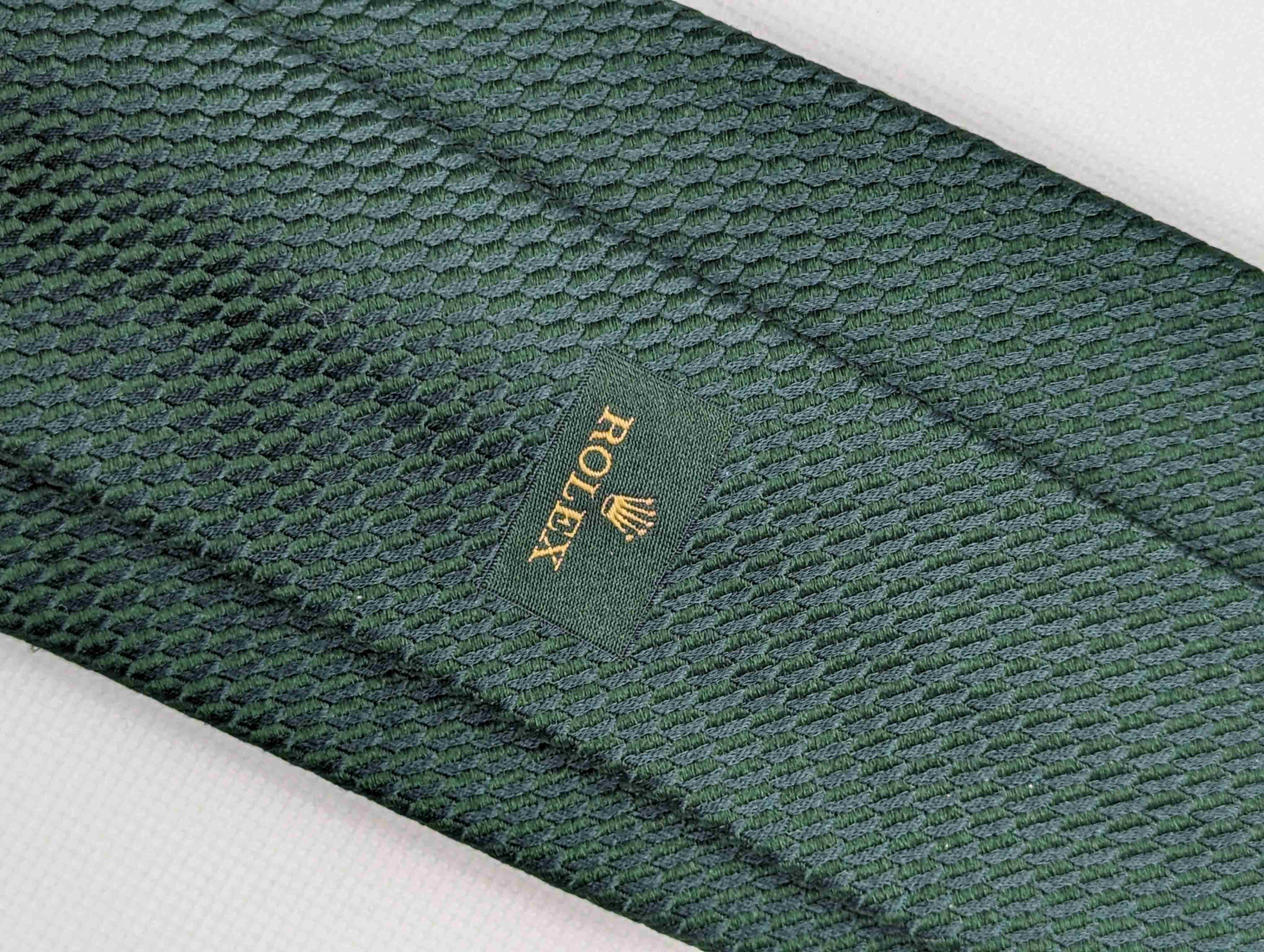rolex classic necktie men one size green crown logo authentic silk